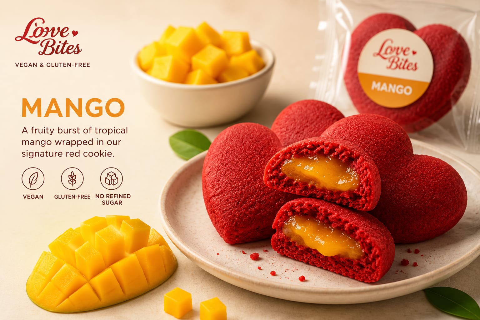 Love Bites mango vegan and gluten-free cookies