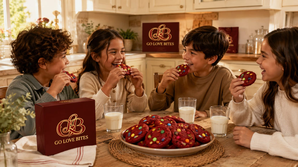 Kids enjoying Love Bites vegan and gluten-free cookies