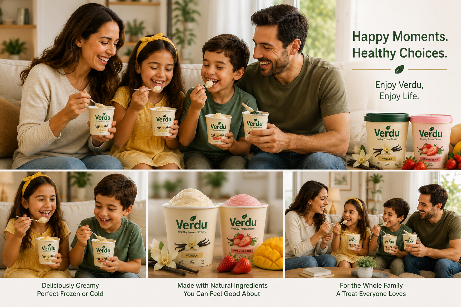 Verdu Healthy Frozen Dessert – 6 Cups Variety Pack , Verdu High Protein Frozen Dessert – 6 Cup Pack