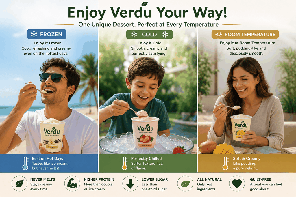 Verdu high protein frozen dessert 6 cup variety pack with natural ingredients